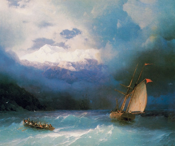 狂暴的海涛/俄国/艾伊瓦佐夫斯基/布上油画纵54.2×横65厘米/莫斯科特列恰科夫美术馆藏