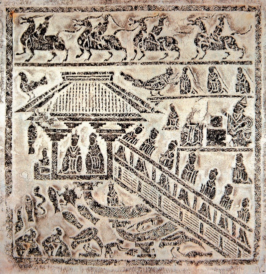 水榭人物画像石