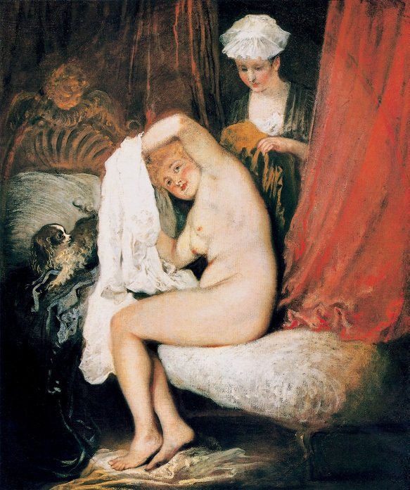 梳妆/法国/华托/布上油画/纵46×横39厘米/伦敦华莱士收藏馆藏