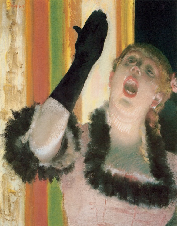 戴手套的歌手/法国/德加/布上粉笔/纵53×横41厘米/哈佛大学福格艺术博物馆藏