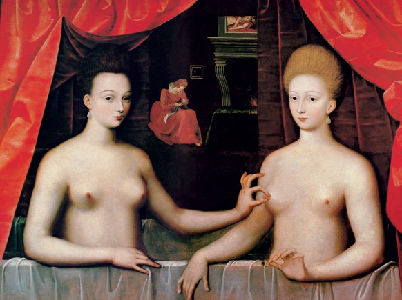 加百列·德特勒与其妹/法国/枫丹白露派/板上油画/纵96×横125厘米/巴黎卢浮宫藏