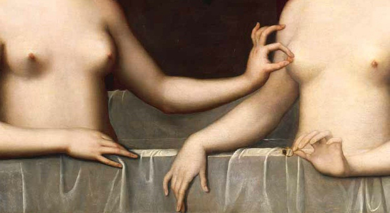 加百列·德特勒与其妹/法国/枫丹白露派/板上油画/纵96×横125厘米/巴黎卢浮宫藏