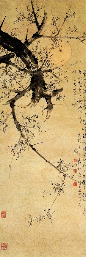 月下墨梅图
