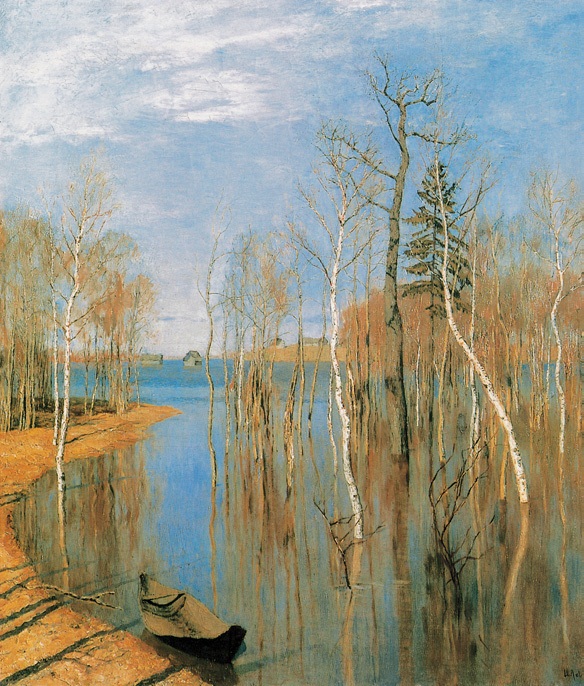 春汛/俄国/列维坦/布上油画纵64.2×横57.5厘米/莫斯科特列恰科夫美术馆藏