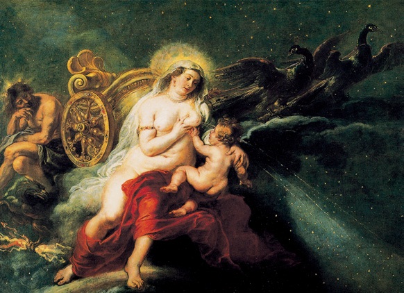 银河的起源/佛兰德斯/鲁本斯/布上油画/纵181×横224厘米/马德里普拉多博物馆藏