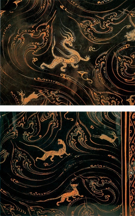 漆面罩彩绘鸟兽云气图