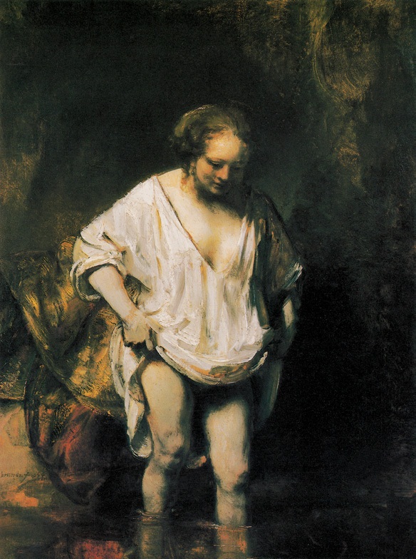 浴女/荷兰/伦勃朗/板上油画/纵61.8×横47厘米/伦敦国家美术馆藏