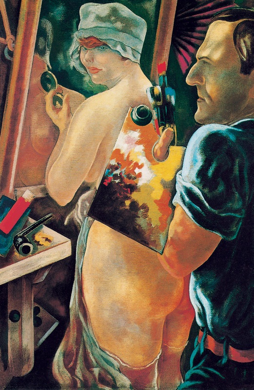 艺术家与模特儿/德国/格罗兹/布上油画/纵115.6×横75.6厘米/纽约现代艺术博物馆藏