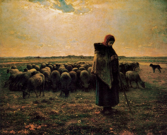 牧羊女/法国/米勒/布上油画/纵81×横101厘米/巴黎奥赛博物馆藏
