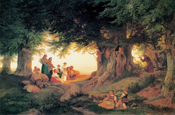 祈祷/德国/里希特/布上油画/纵70×横105厘米/莱比锡美术馆藏