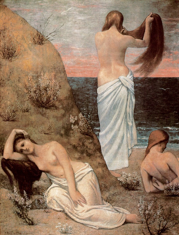 海边的年轻女孩/法国/夏凡诺/布上油画/纵205×横154厘米/巴黎奥赛博物馆藏