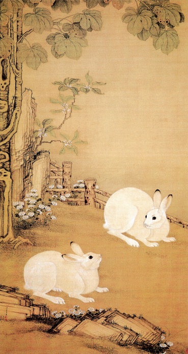 梧桐双兔图