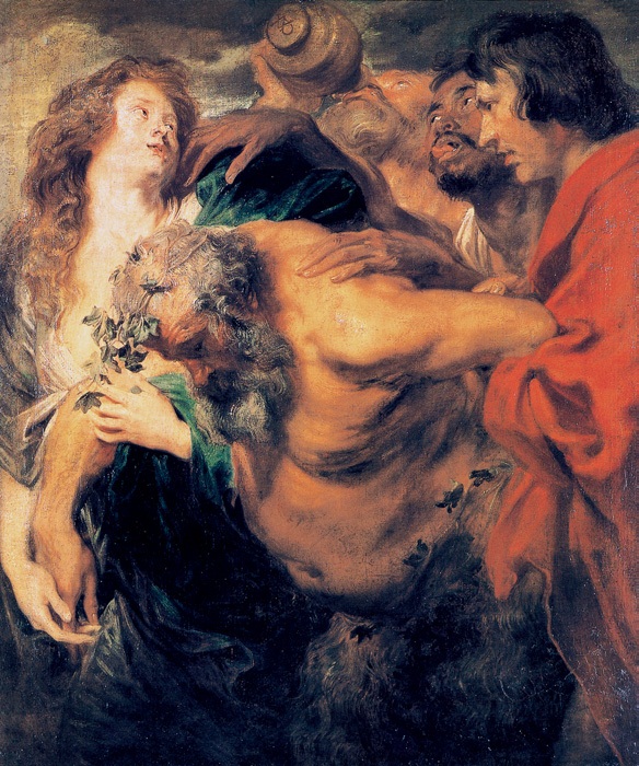 醉酒的希勒努斯/佛兰德斯/凡·代克/布上油画/纵107×横90.5厘米/德累斯顿国家美术馆藏