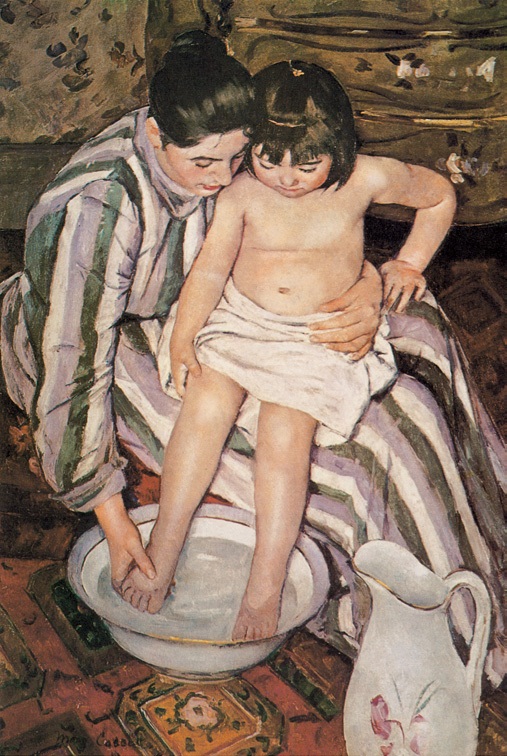 洗澡/美国/卡萨特/布上油画纵100.4×横66厘米/芝加哥艺术学院藏