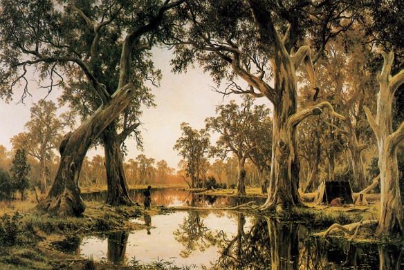 黄昏/澳大利亚/约翰斯顿/布上油画/纵120.6×横184.1厘米/阿德莱德南澳大利亚美术馆藏