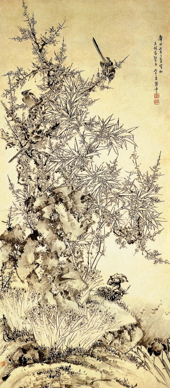 竹石梅鹊图
