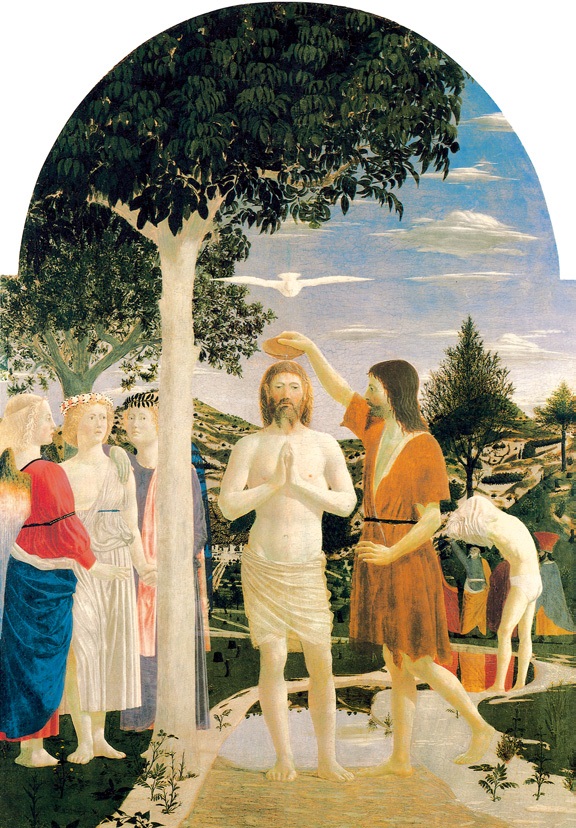 基督受洗礼/意大利/弗朗西斯科/板上蛋彩/纵167×横116厘米/伦敦国家美术馆藏