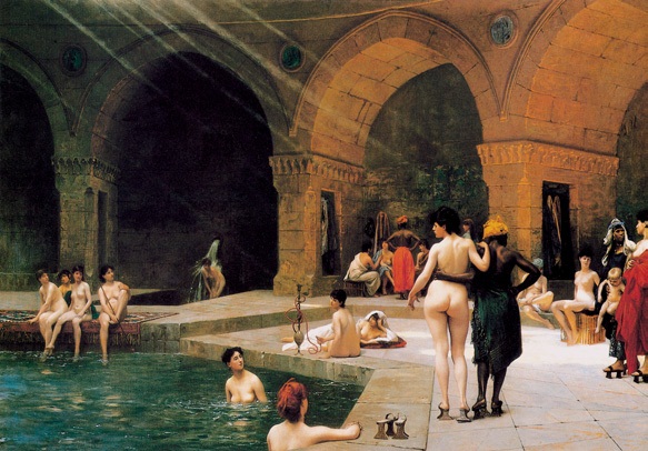 布尔萨的豪华洗浴/法国/热罗姆/布上油画/纵70×横96.5厘米/私人藏