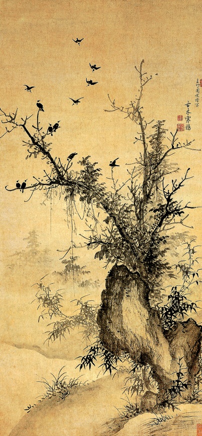 古木寒鸦图