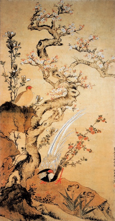 杏花锦鸡图