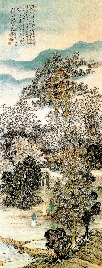 虞山草堂步月诗意图